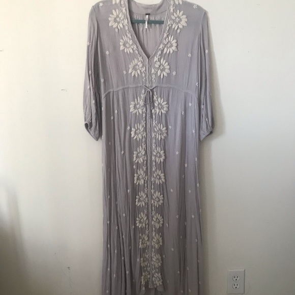 Free People Embroidered Fable Dress in Dove - Picture 12 of 13